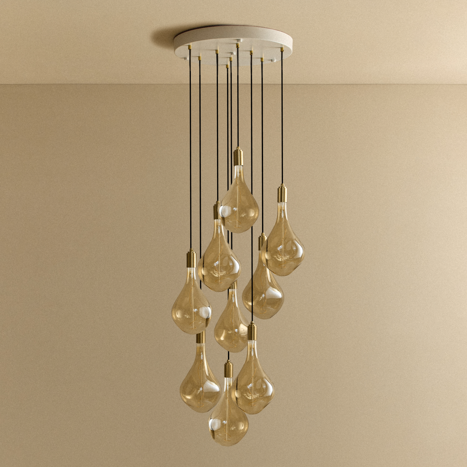 Tala Nine Pendant in Brass + Voronoi III shown unlit
