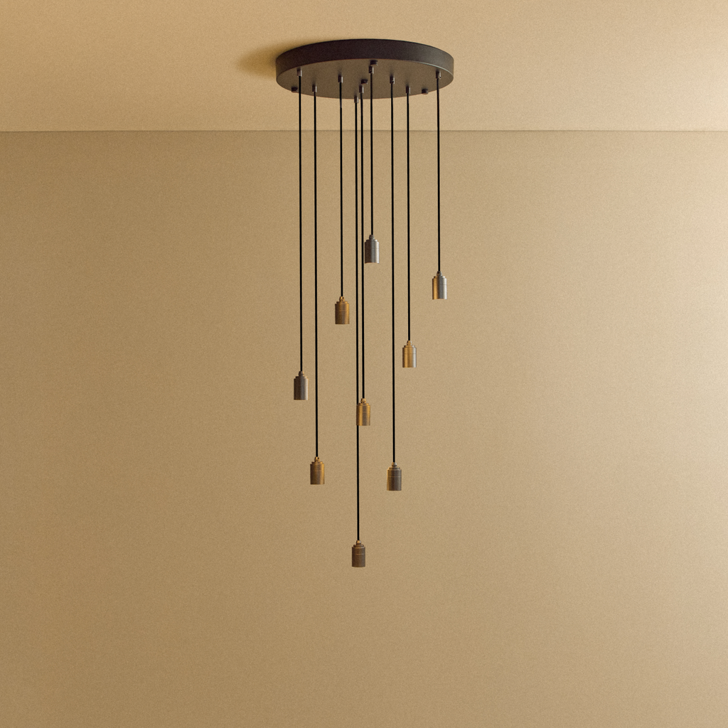 Tala Nine Pendant in Graphite fixture shown without a bulb