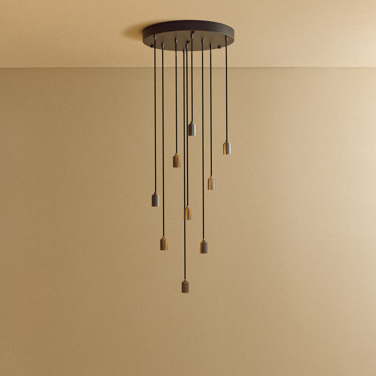 Tala Nine Pendant in Graphite fixture shown without a bulb
