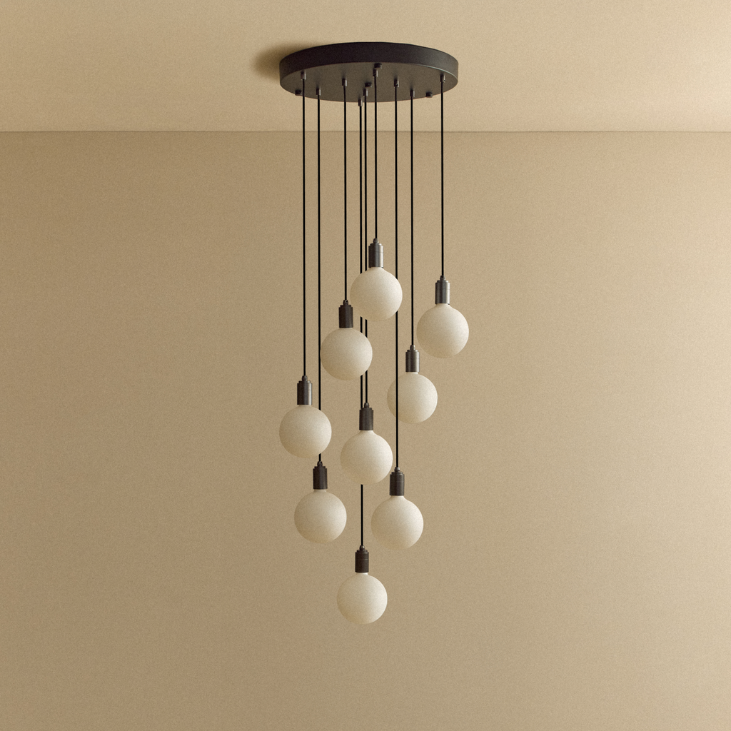 Tala Nine Pendant in Graphite + Sphere IV shown unlit