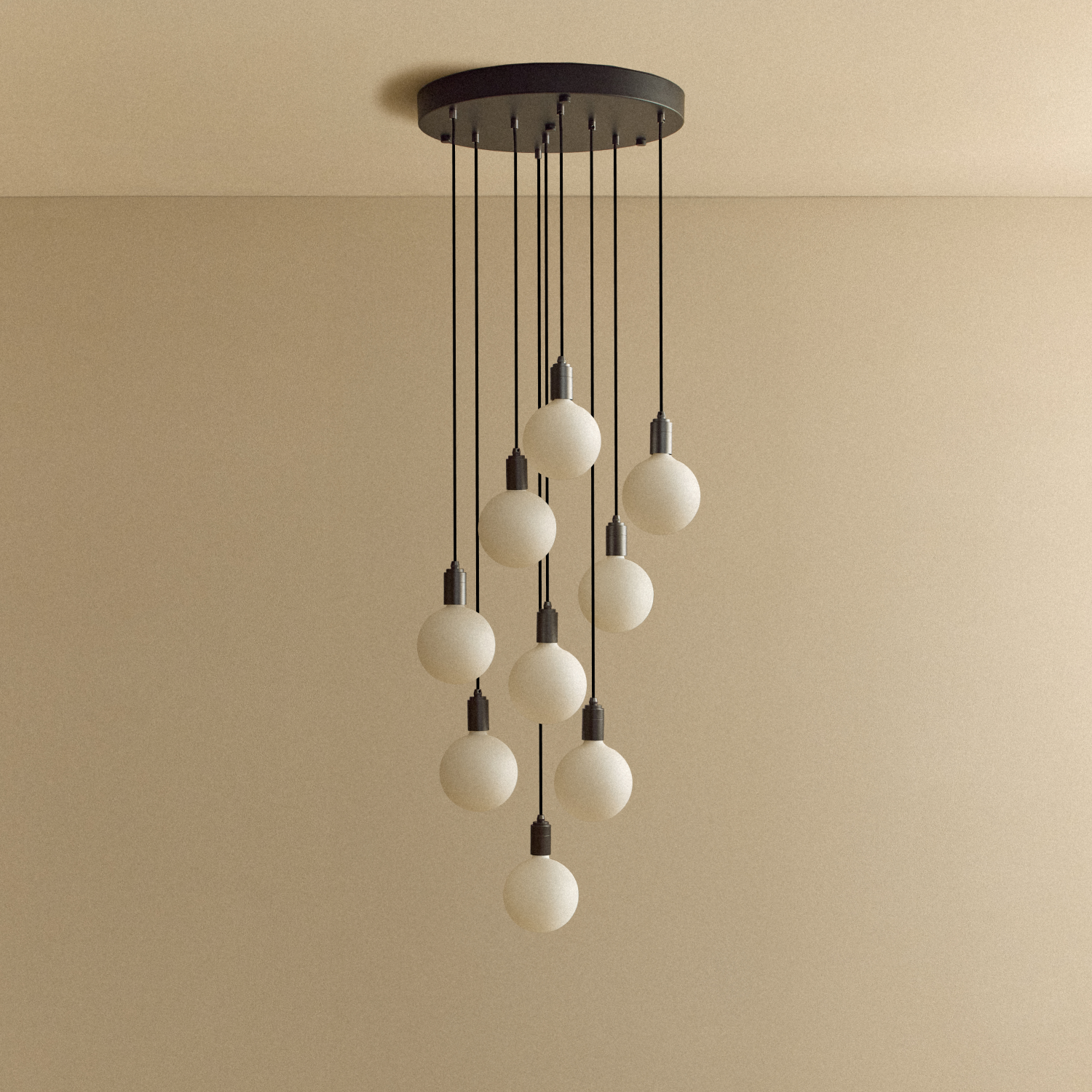 Tala Nine Pendant in Graphite + Sphere IV shown unlit