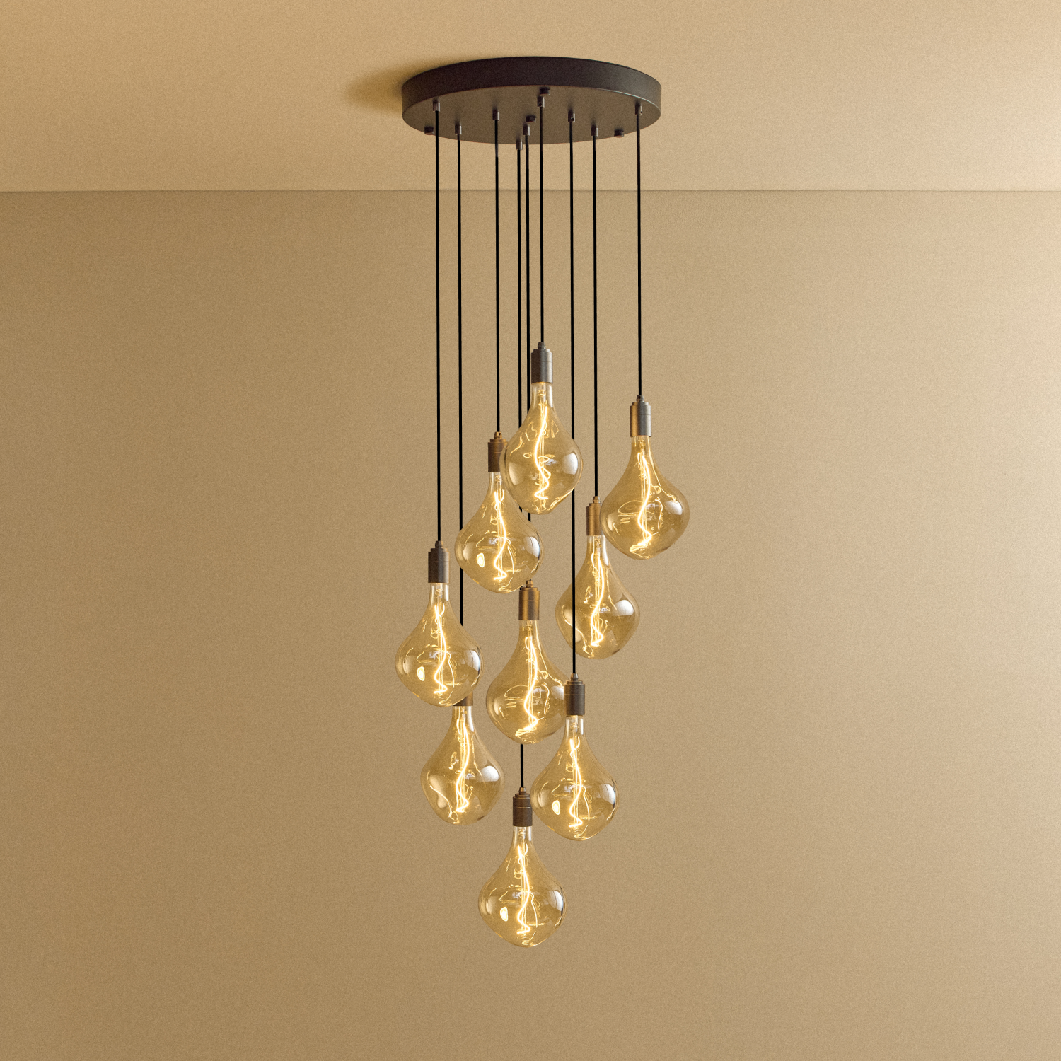 Tala Nine Pendant in Graphite + Voronoi II shown illuminated