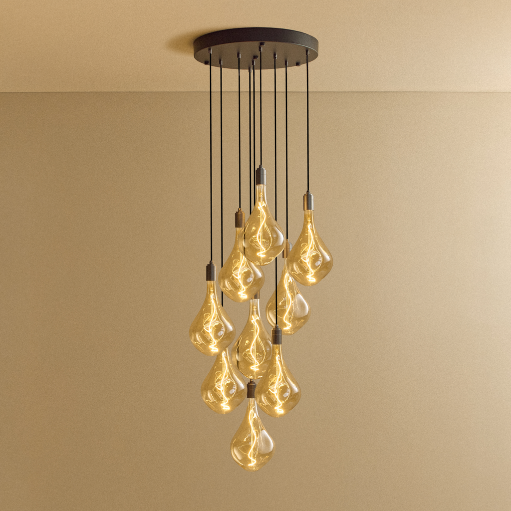 Tala Nine Pendant in Graphite + Voronoi III shown illuminated