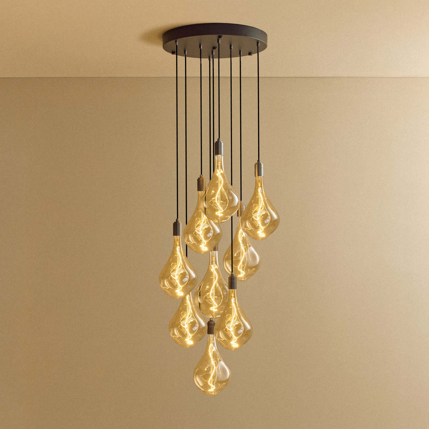 Tala Nine Pendant in Graphite + Voronoi III shown illuminated