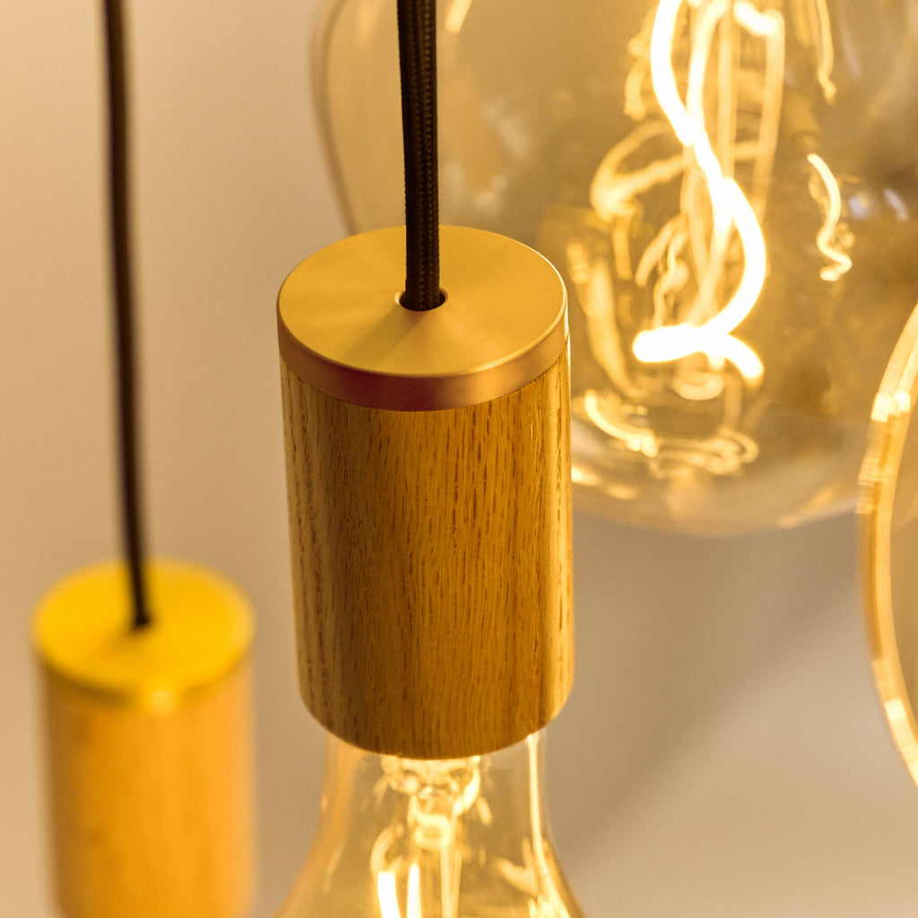 Tala Triple Pendant in Oak + Voronoi II close-up detail of the finish (view 2)