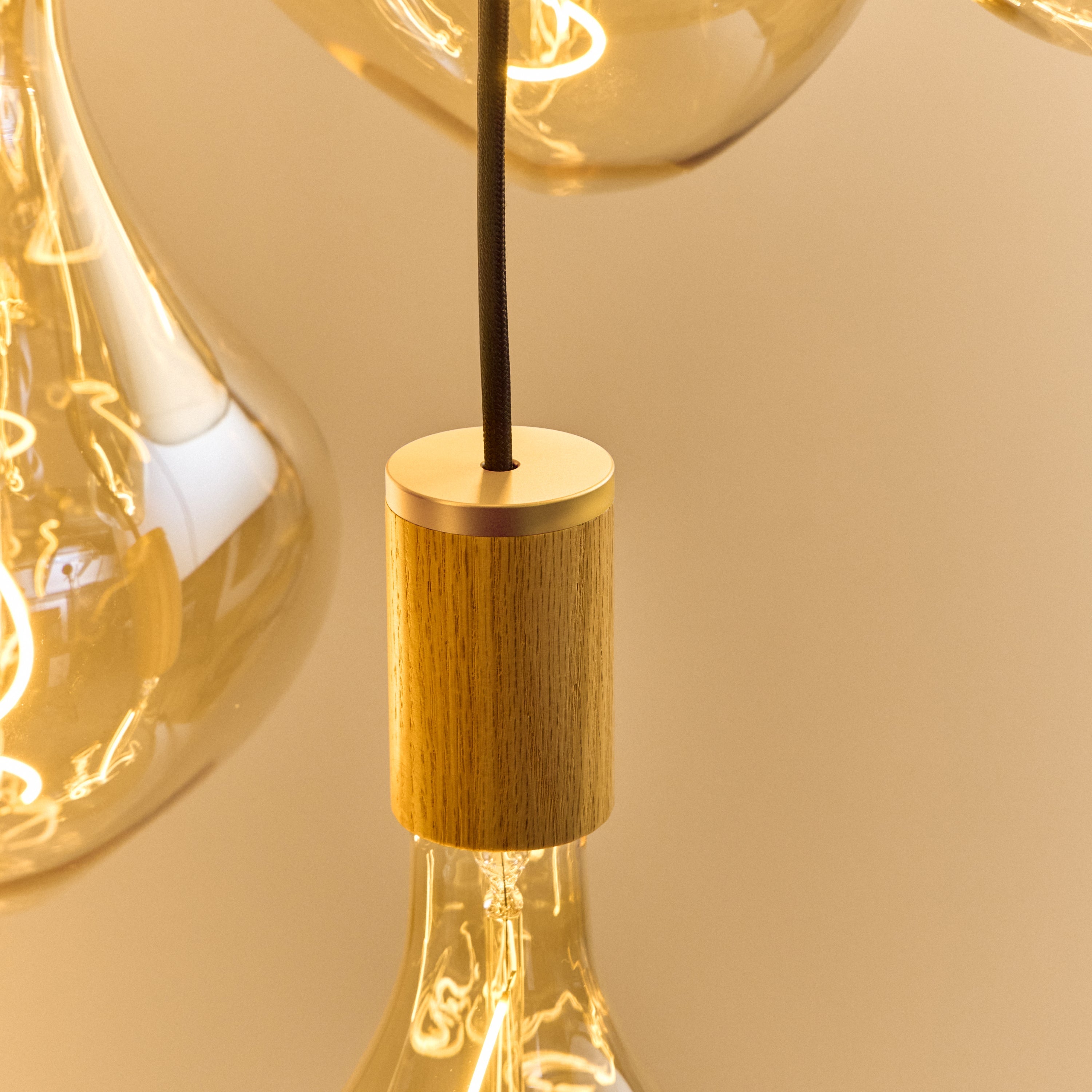 Tala Triple Pendant in Oak + Voronoi II close-up detail of the finish