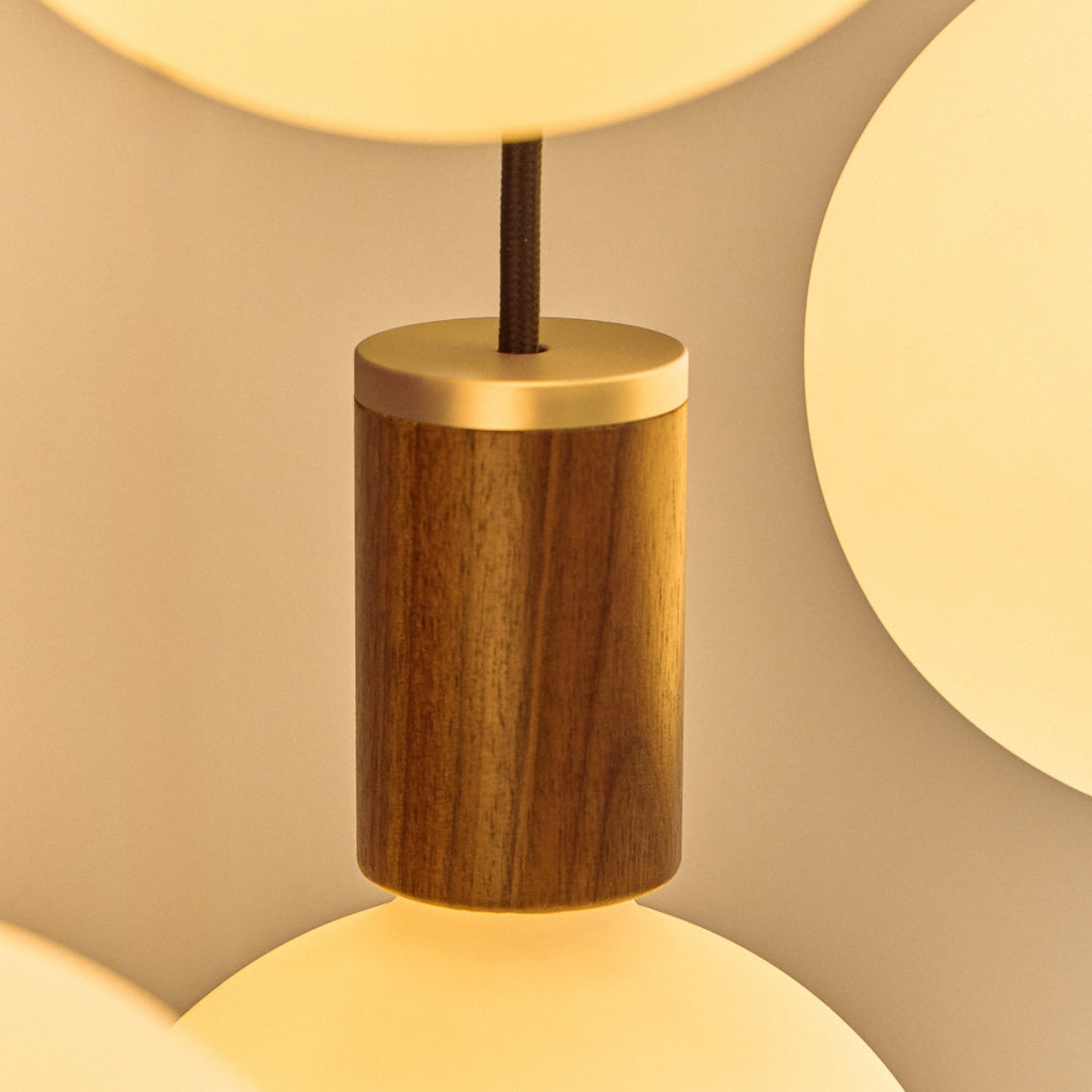 Tala Porcelain II Pendant Light in Walnut close-up detail of the finish
