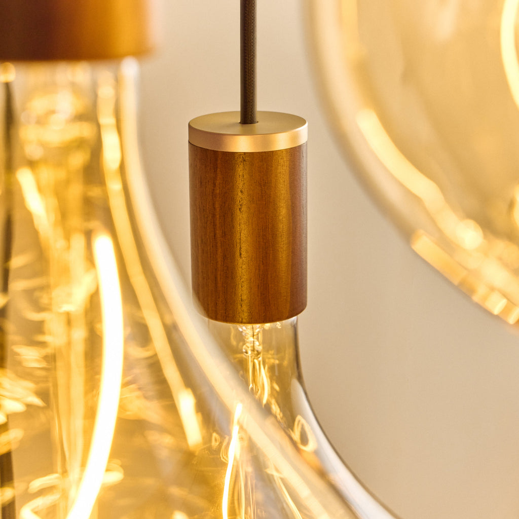 Tala Triple Pendant in Walnut + Voronoi II close-up detail of the finish