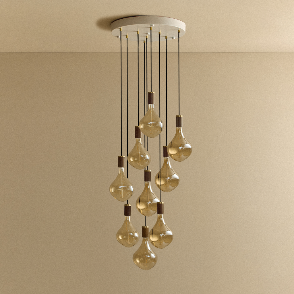 Tala Nine Pendant in Walnut + Voronoi II shown unlit