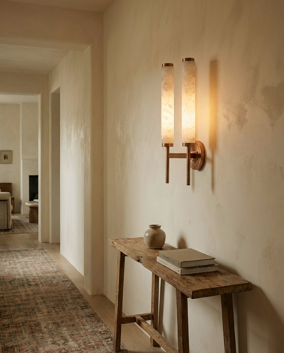Araco Lumière Frozen Noire natural alabaster wall light, alternate view