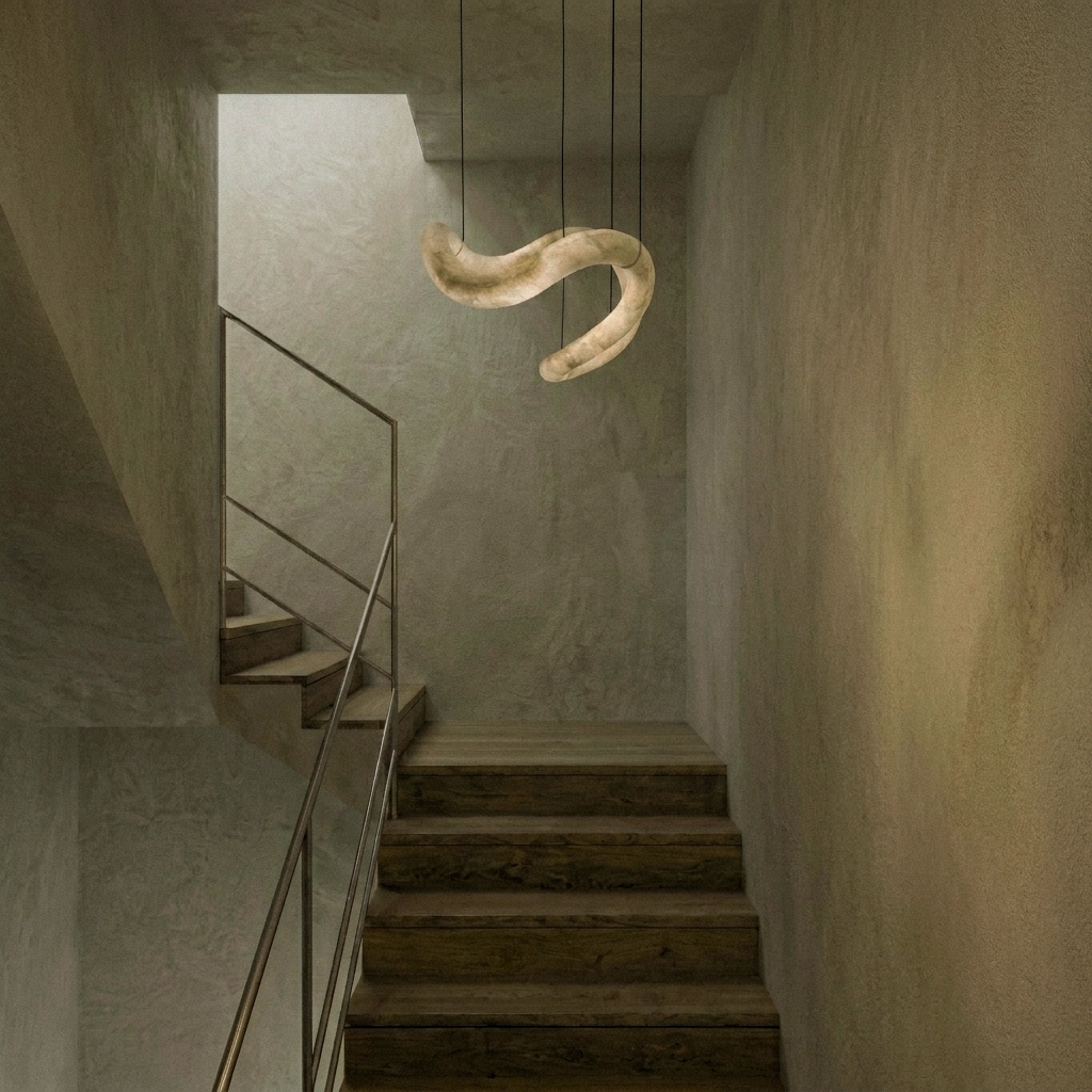 Araco Lumière Frozen Novar natural alabaster pendant light, alternate view