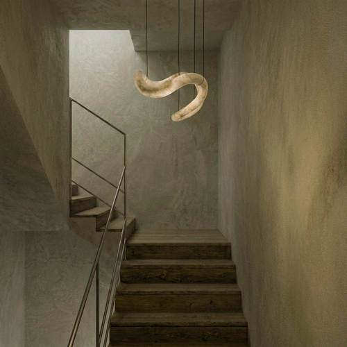 Araco Lumière Frozen Novar natural alabaster pendant light, alternate view