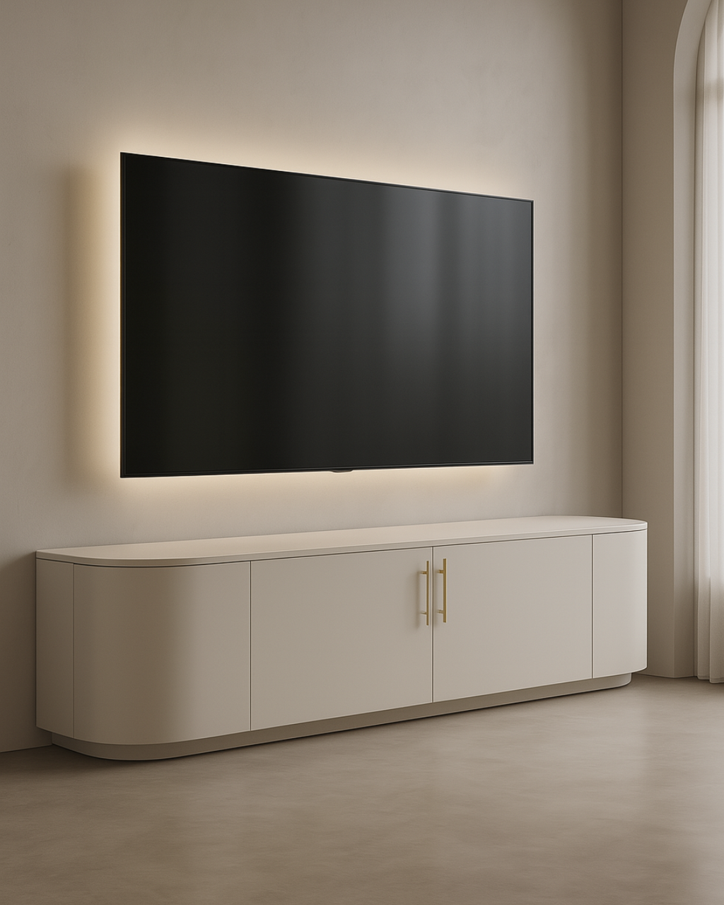 Tommy Franks Oakura TV unit in matte beige
