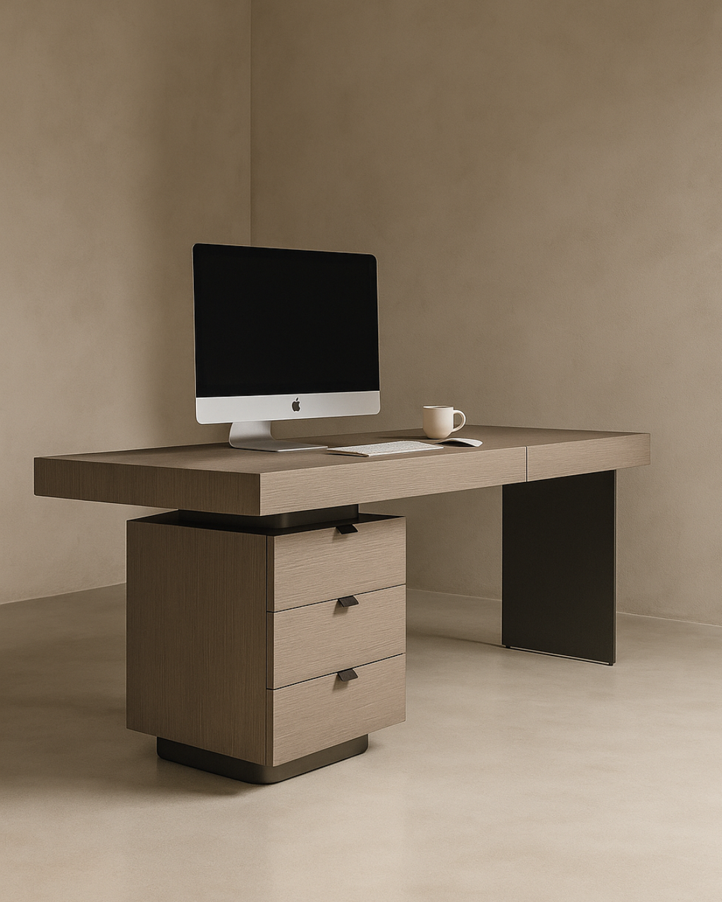Tommy Franks Oston office desk in grey with left hand drawers