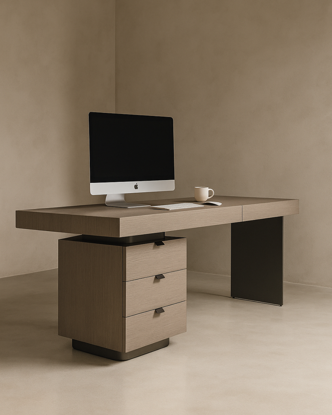 Tommy Franks Oston office desk in grey with left hand drawers