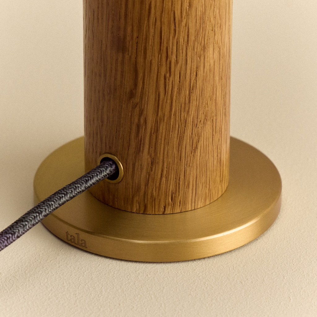 Tala Knuckle Table Lamp in Oak + Enno close-up detail of the finish