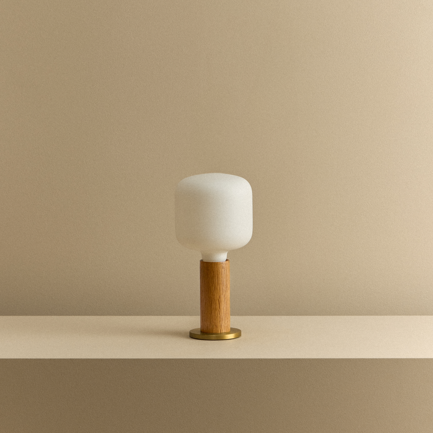 Tala Knuckle Table Lamp in Oak + Oblo shown unlit