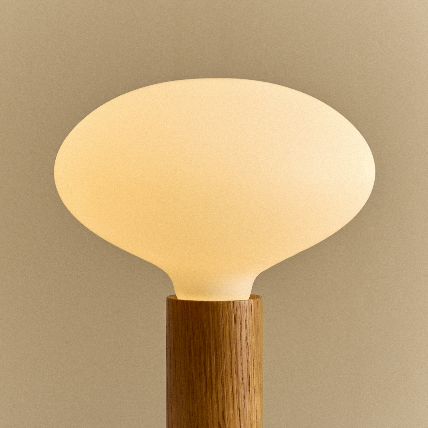 Tala Knuckle Table Lamp in Oak + Oval Dim to Warm close-up detail of the finish (view 2)