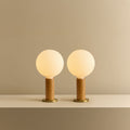 Knuckle Table Lamp in Oak + Sphere IV Set of 2