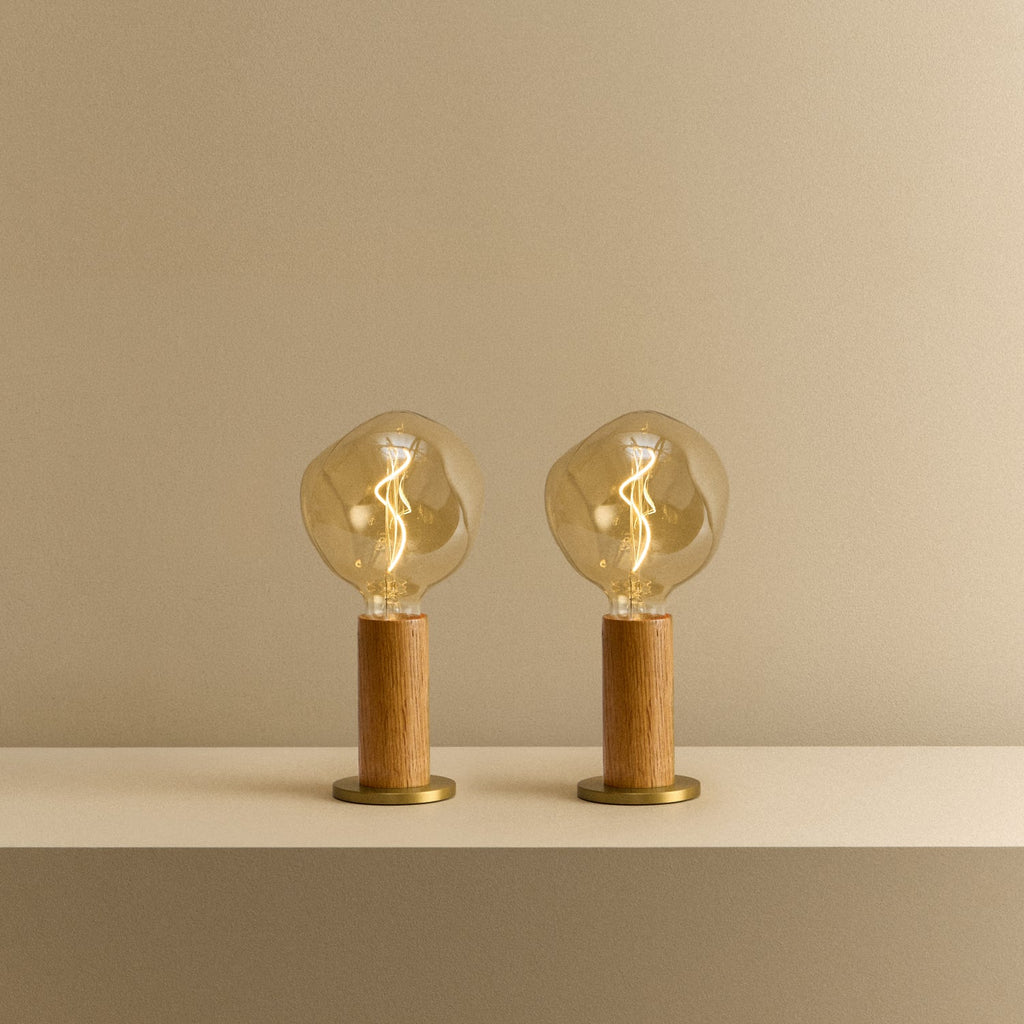 Tala Knuckle Table Lamp in Oak + Voronoi I Set of 2