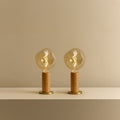 Knuckle Table Lamp in Oak + Voronoi I Set of 2