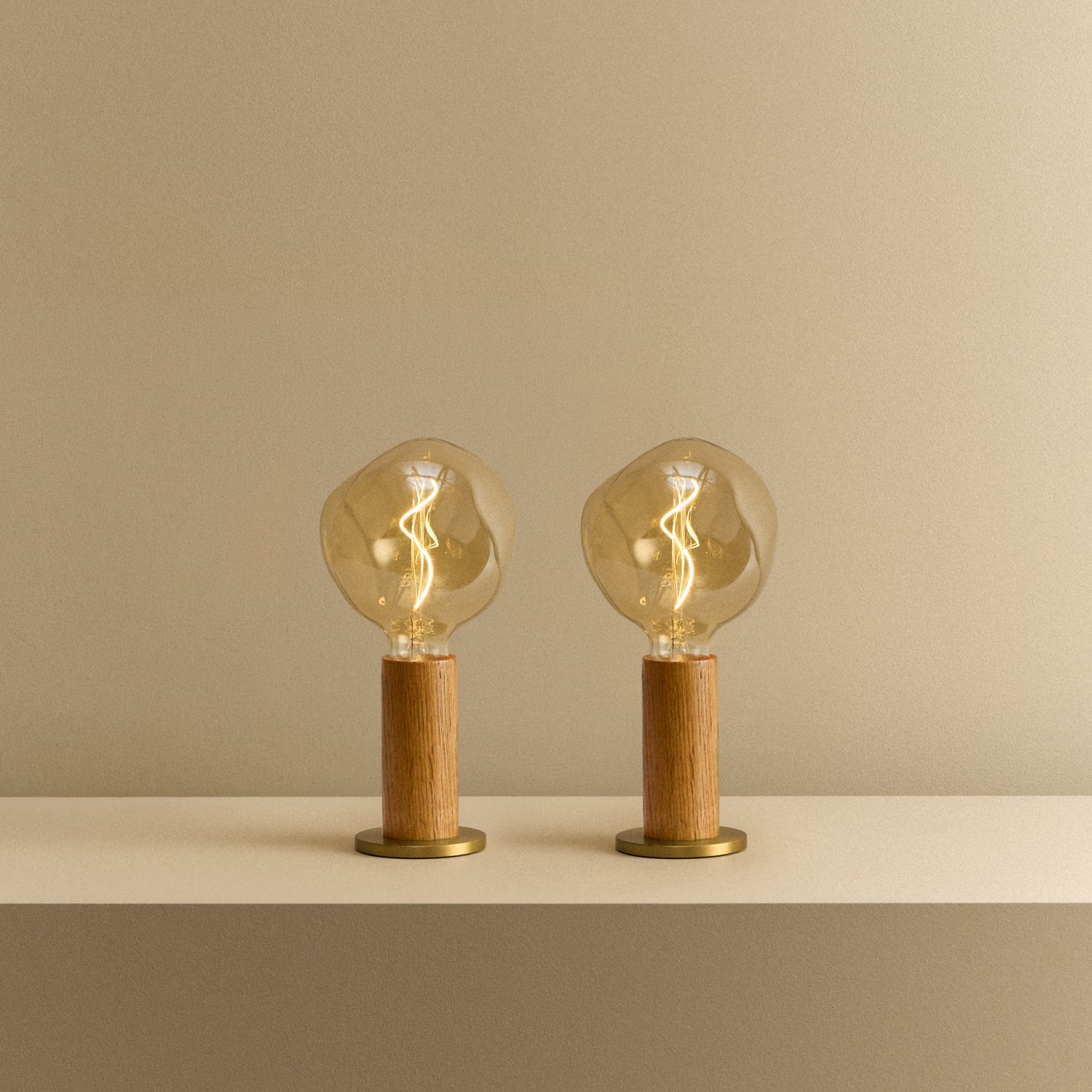 Tala Knuckle Table Lamp in Oak + Voronoi I Set of 2