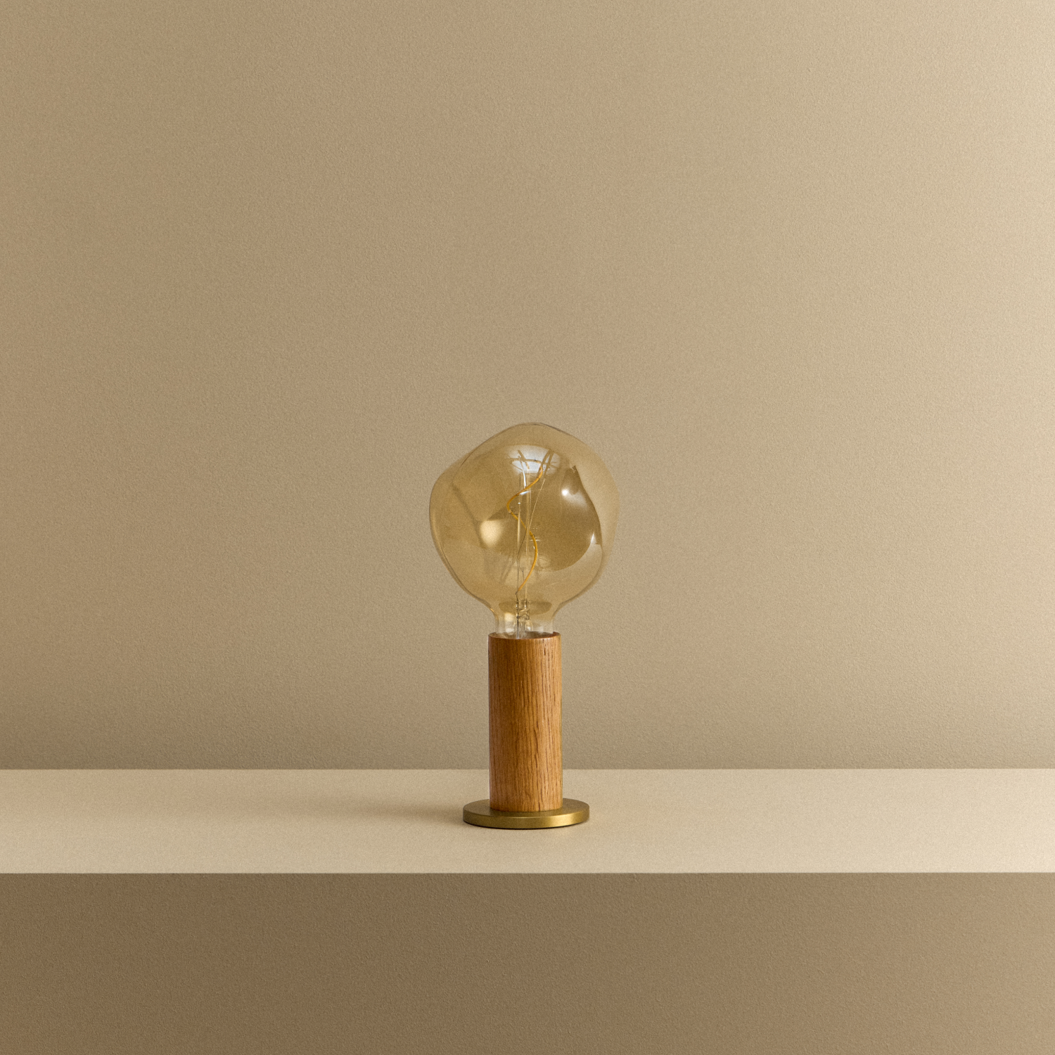 Tala Knuckle Table Lamp in Oak + Voronoi I shown unlit
