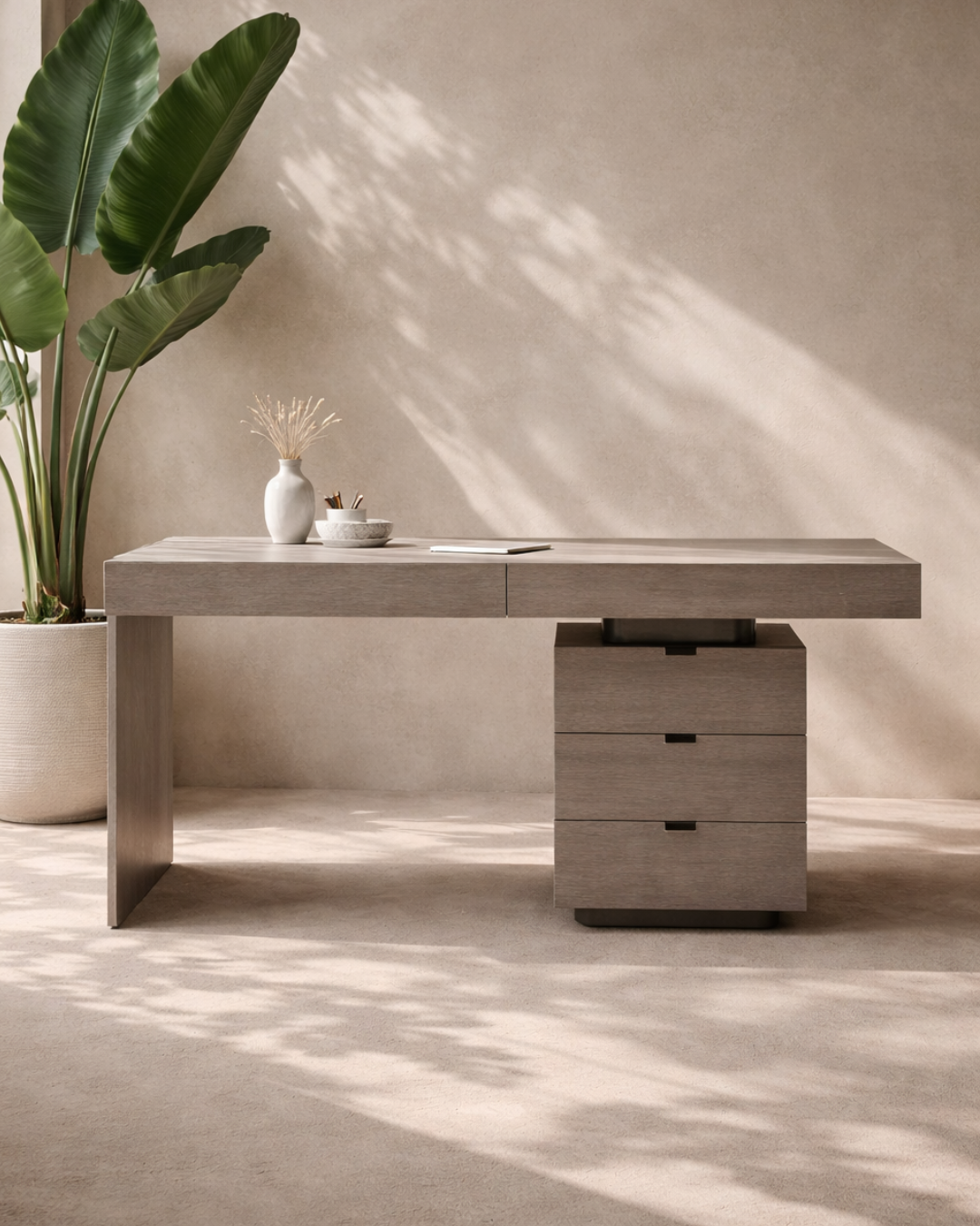 Tommy Franks Oston office desk in grey with right hand drawers