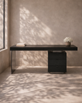 Oston Office Desk - Smoke Oak - Right Hand Drawers