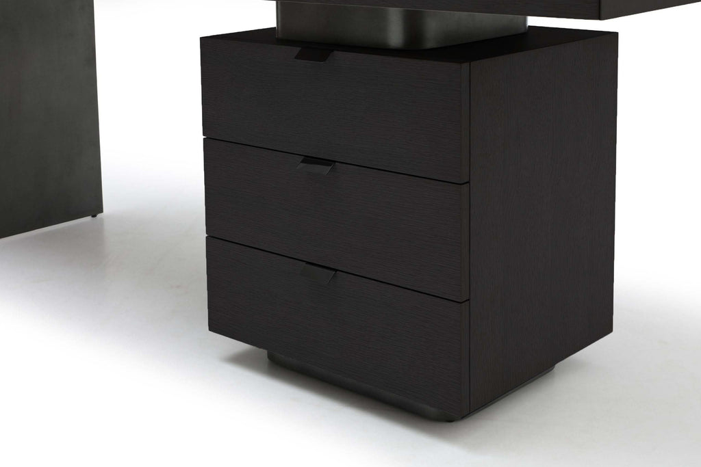 Oston Office Desk - Smoke Oak - Right Hand Drawers