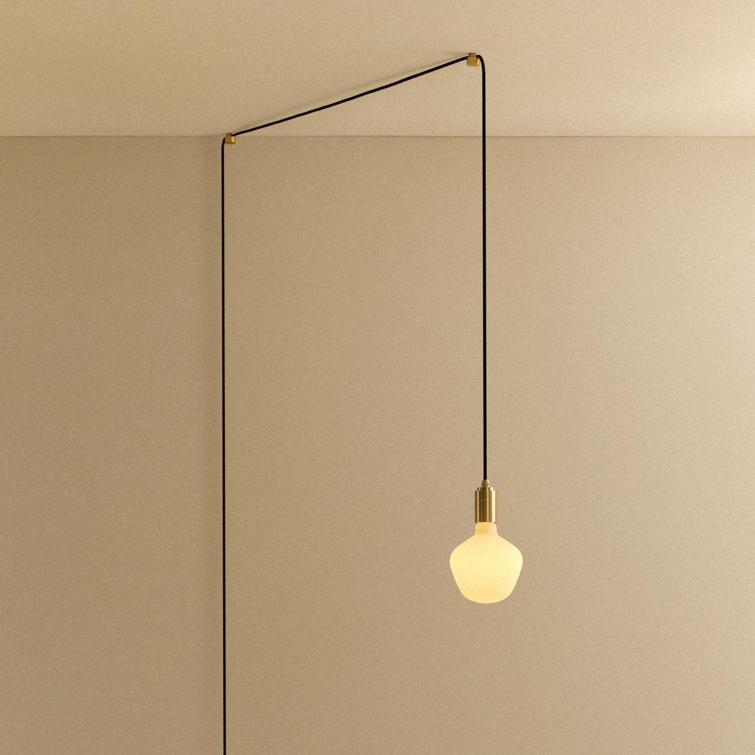 Tala Enno Plug-In Pendant in Brass shown illuminated