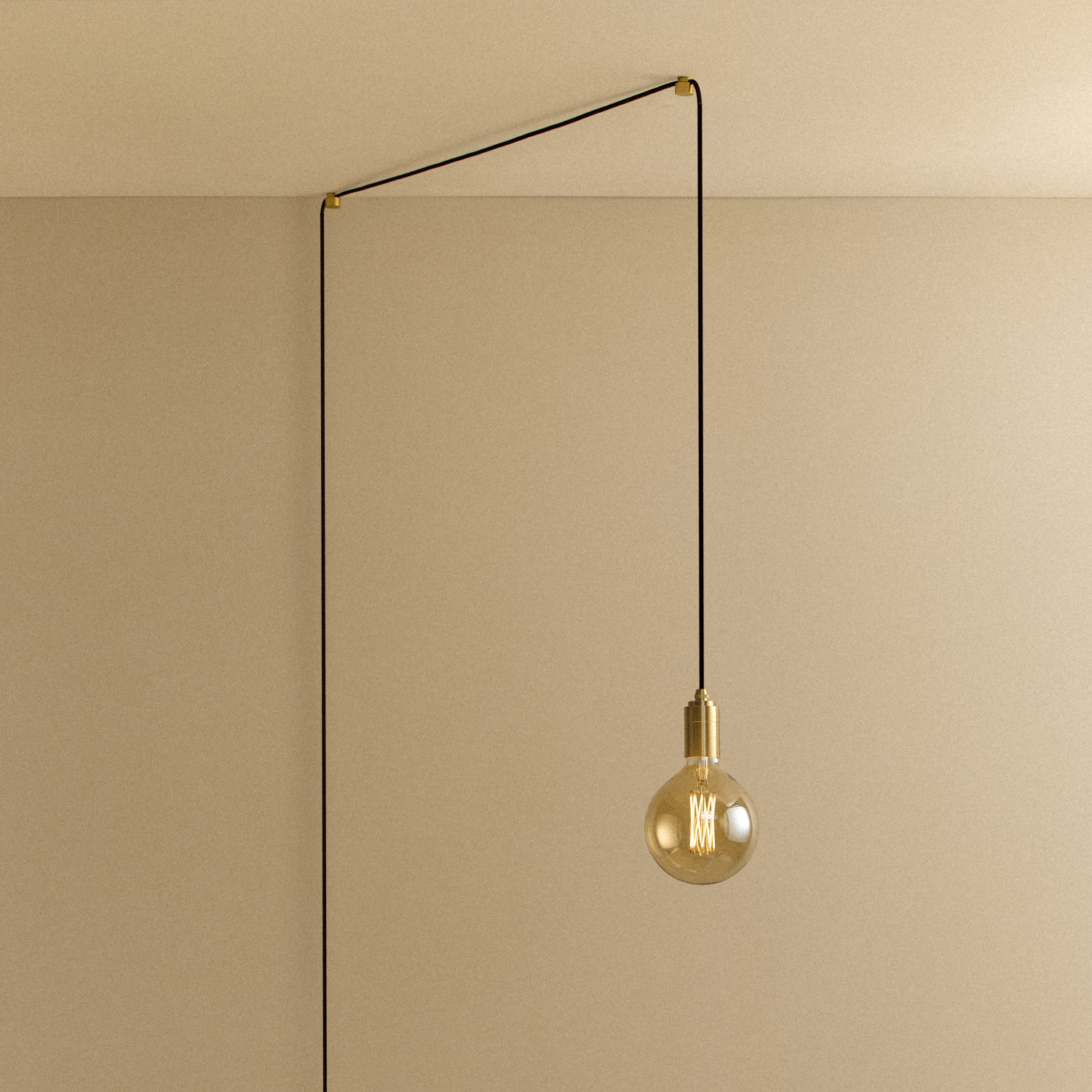 Tala Gaia Plug-In Pendant in Brass shown illuminated