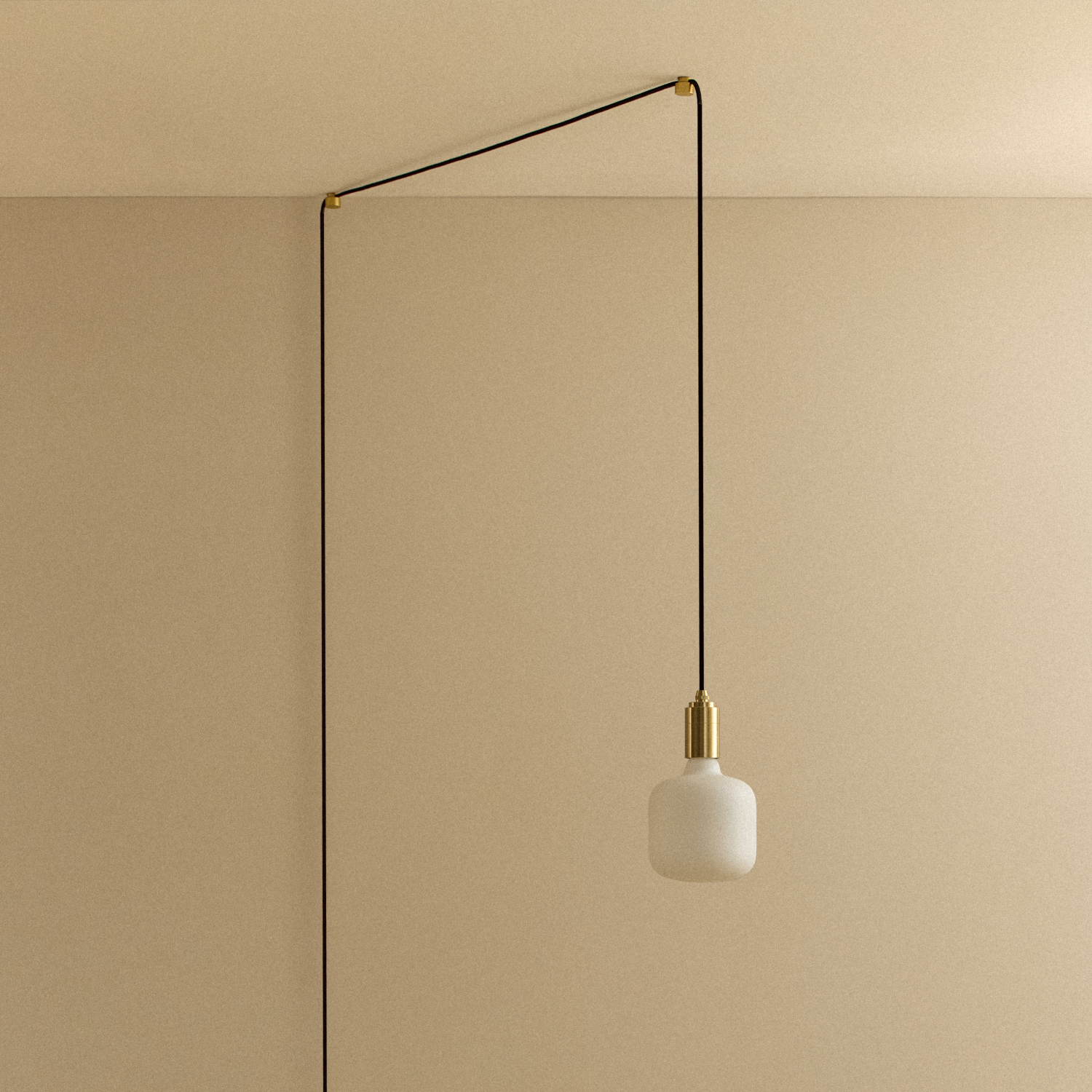 Tala Oblo Plug-In Pendant in Brass shown unlit