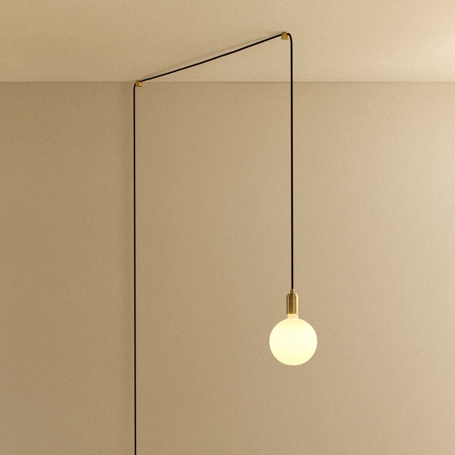 Tala Sphere IV Plug-In Pendant in Brass shown illuminated