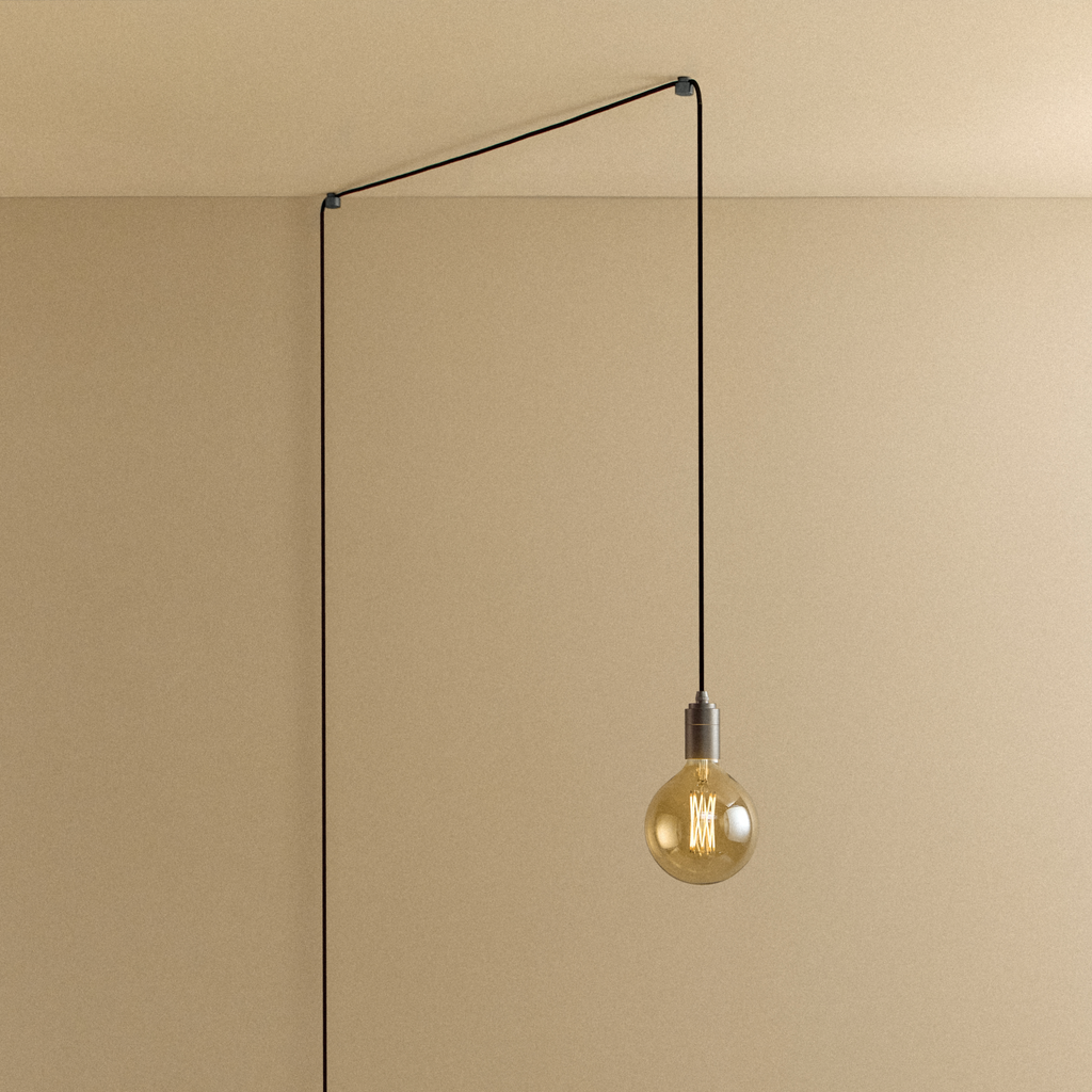 Tala Gaia Plug-In Pendant in Graphite shown illuminated