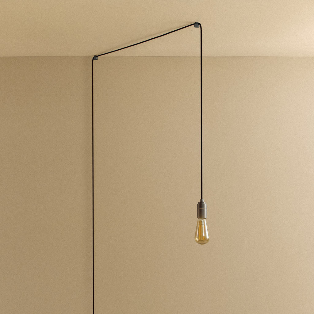Tala Squirrel Cage Plug-In Pendant in Graphite shown unlit