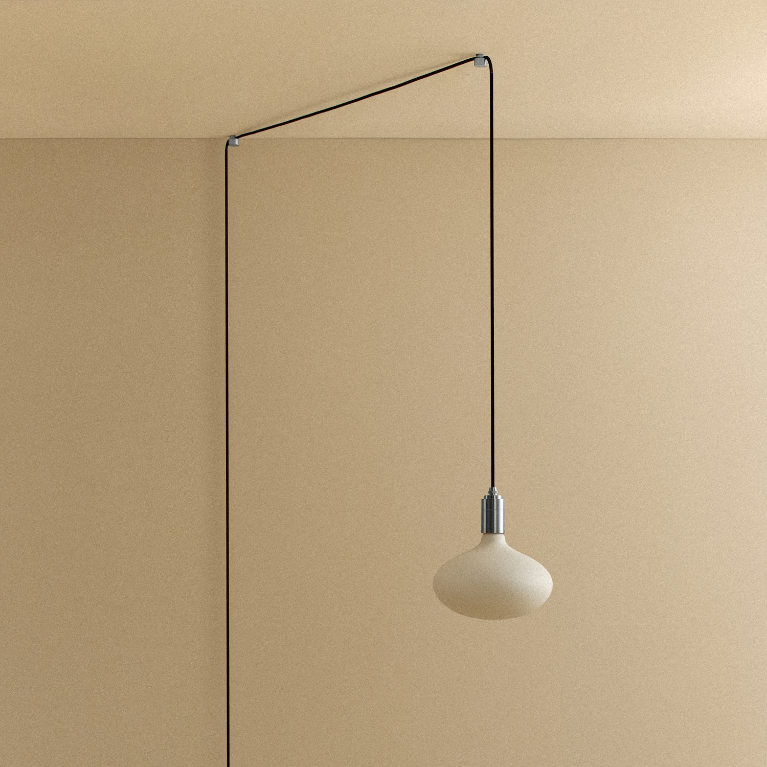 Tala Oval II Plug-In Pendant Light in Stainless Steel shown unlit