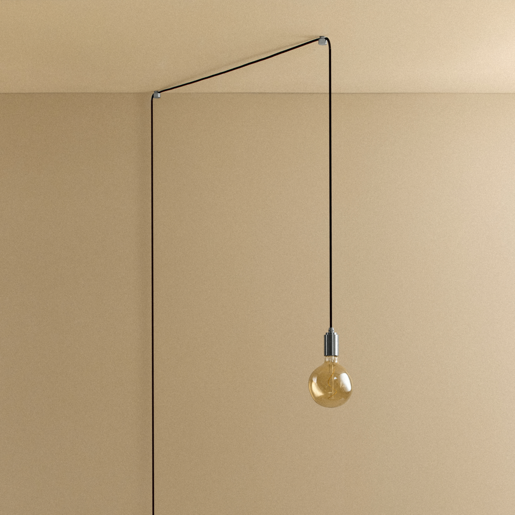 Tala Voronoi I Plug-In Pendant in Stainless Steel shown unlit