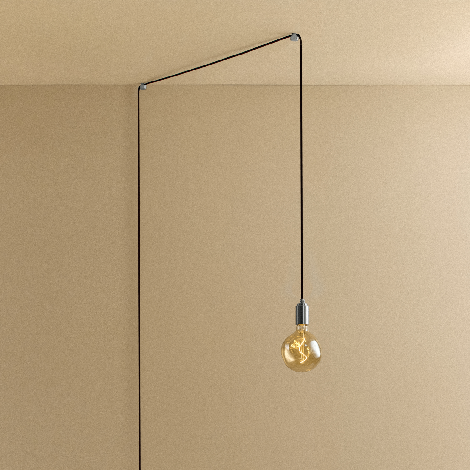 Tala Voronoi I Plug-In Pendant in Stainless Steel shown illuminated