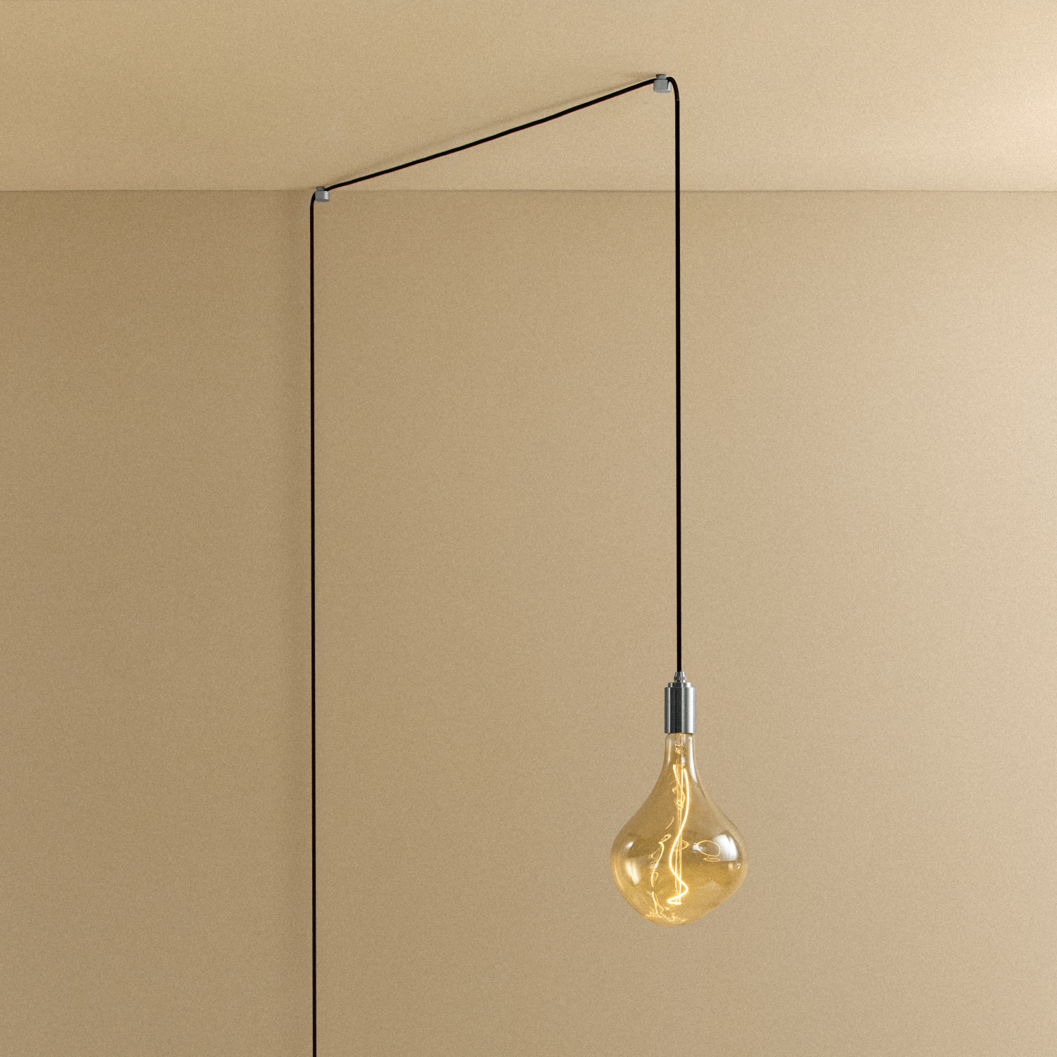Tala Voronoi II Plug-In Pendant in Stainless Steel shown illuminated