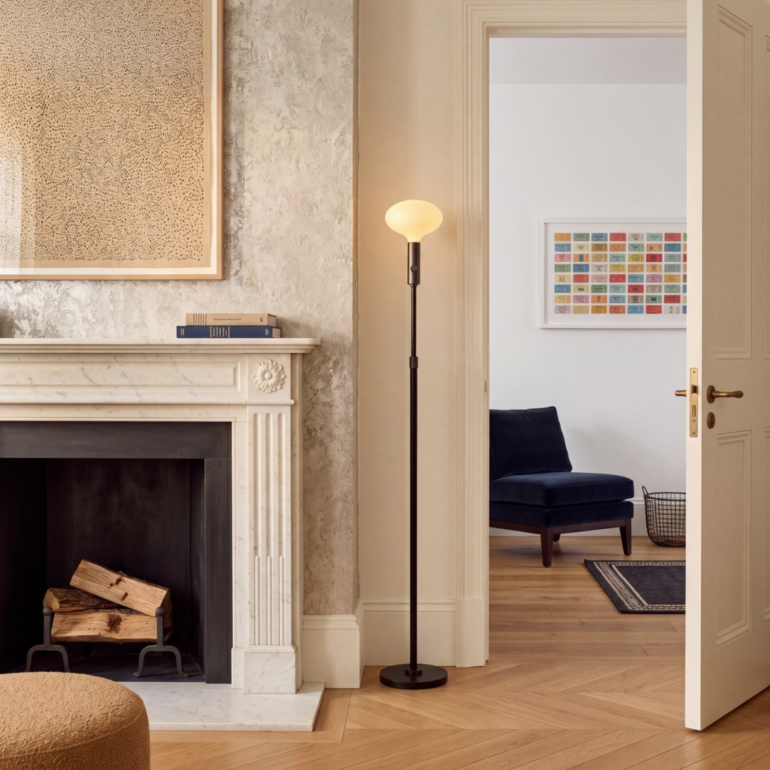 Tala Poise Adjustable Floor Lamp in Graphite in a styled interior setting (view 2)