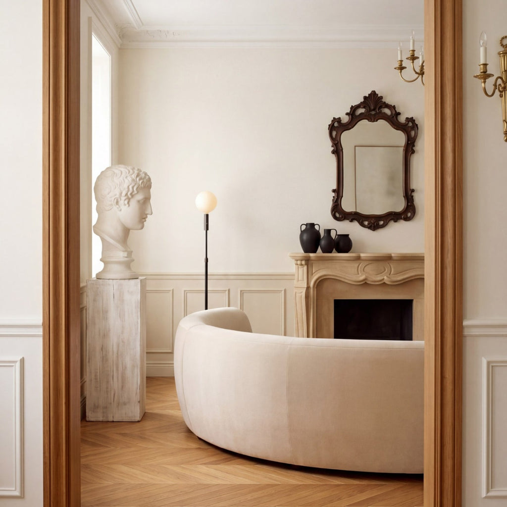 Tala Poise Adjustable Floor Lamp in Graphite in a styled interior setting (view 3)