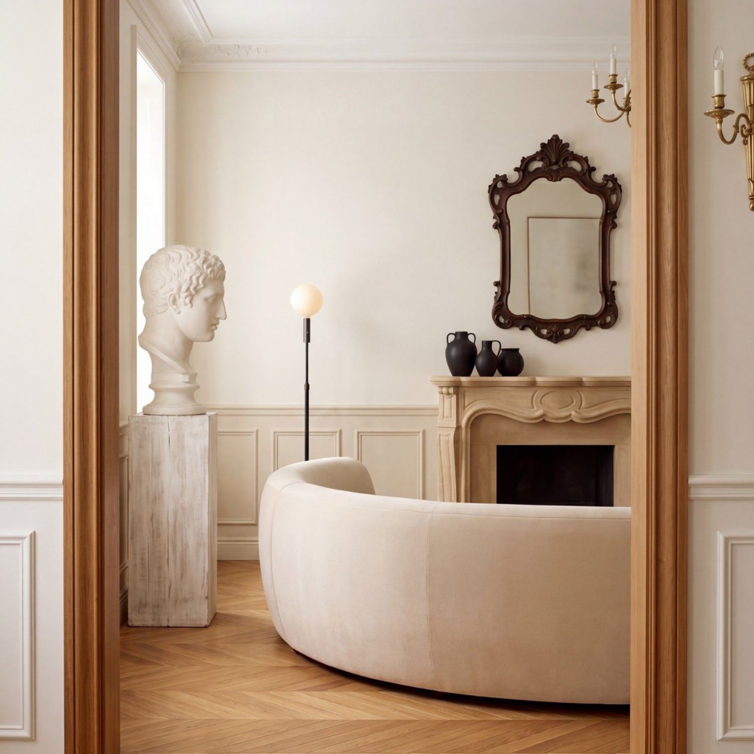 Tala Poise Adjustable Floor Lamp in Graphite in a styled interior setting (view 3)