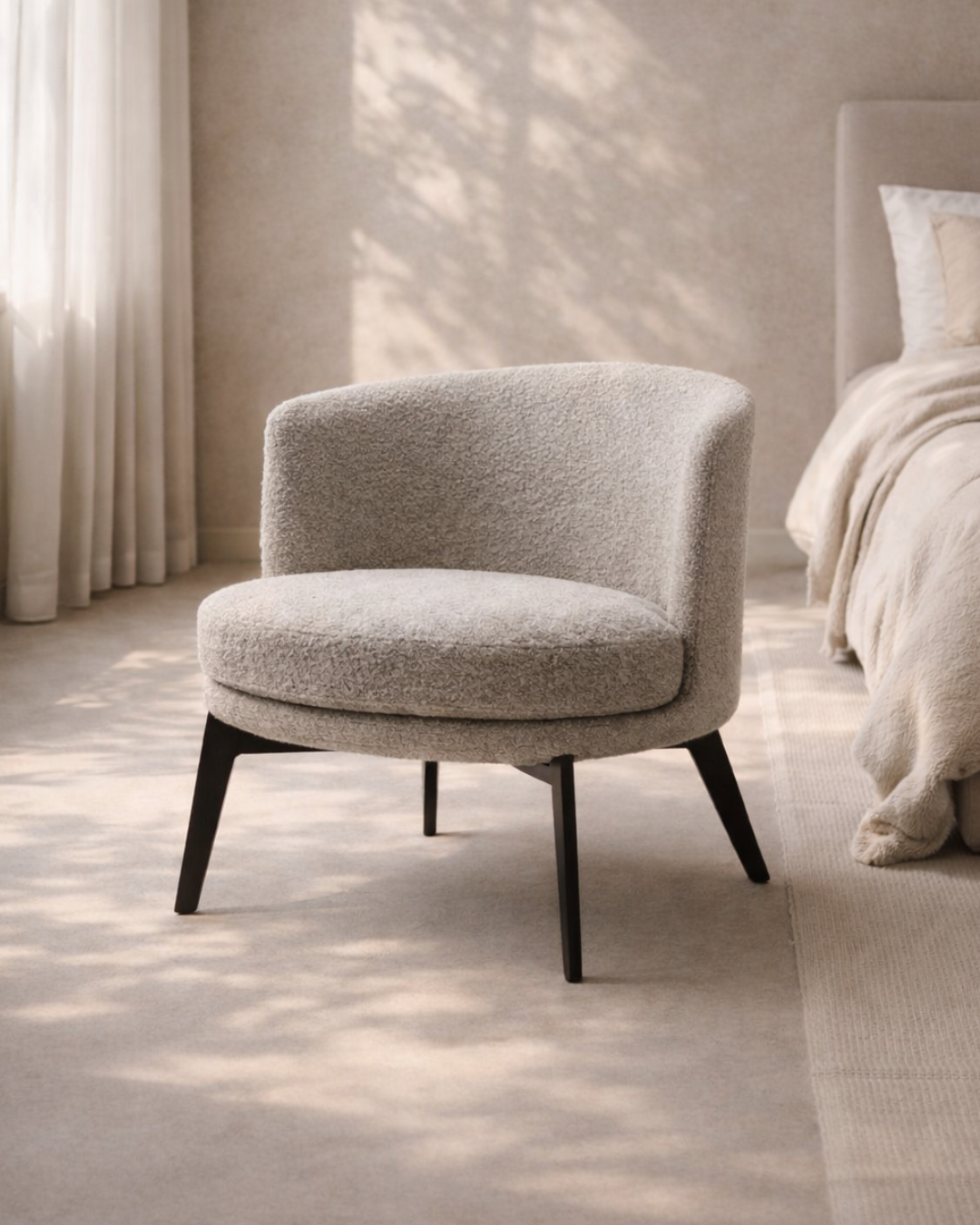 Tommy Franks Preston lounge chair in Steam bouclé