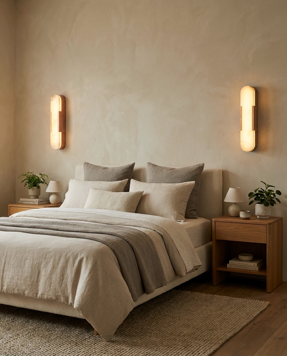 Araco Lumière Frozen Pulse natural alabaster wall light, alternate view