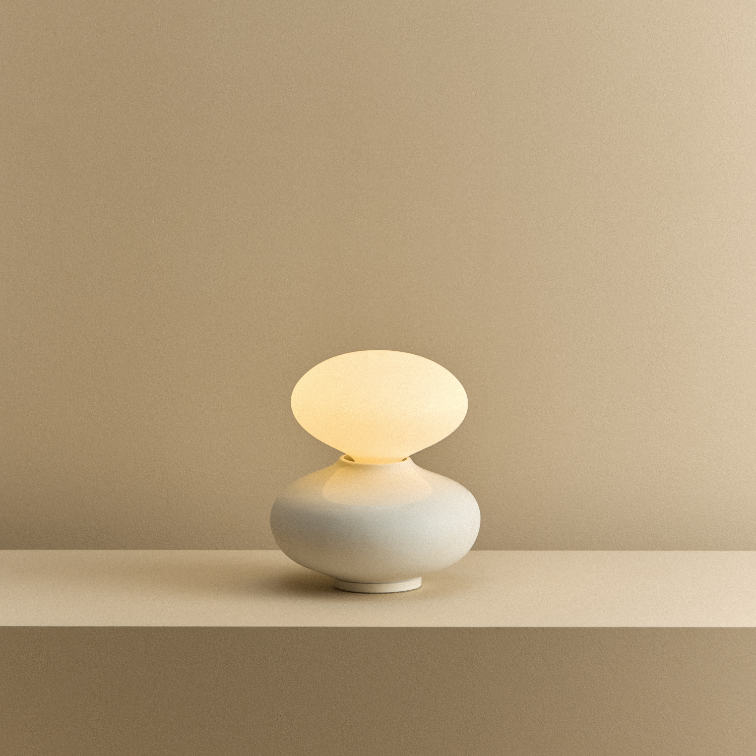 Tala Reflection Oval Table Lamp shown illuminated