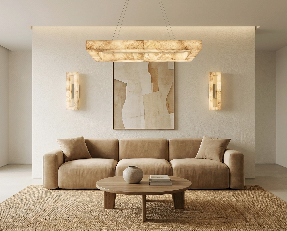 Araco Lumière Frozen Rove natural alabaster pendant light, alternate view