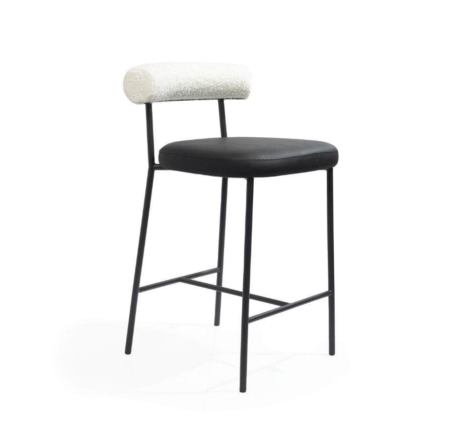 Tommy Franks Alita black bouclé stool, alternate view