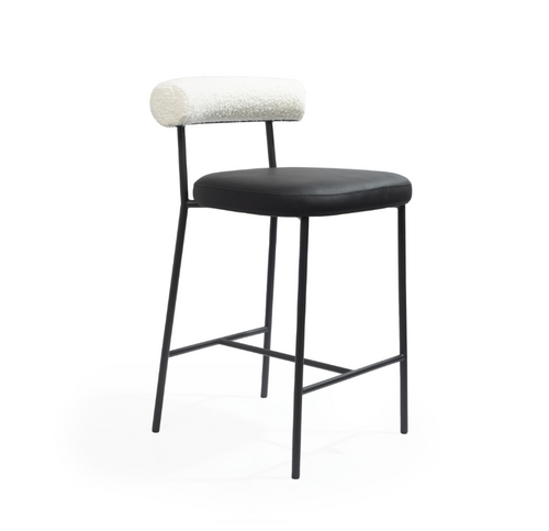 Tommy Franks Alita black bouclé stool, alternate view