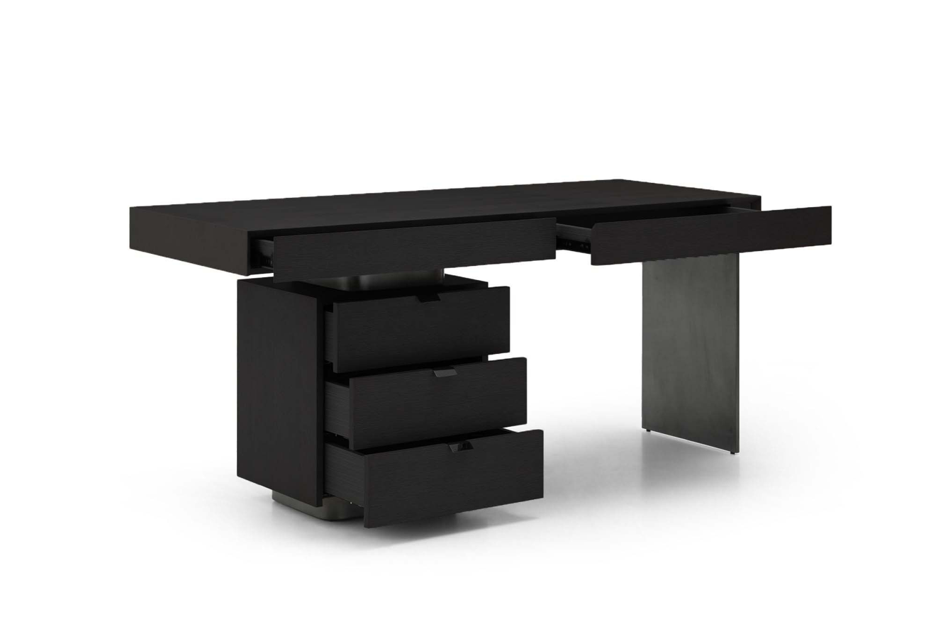 Oston Desk - Smoke Oak - Left Hand Drawers